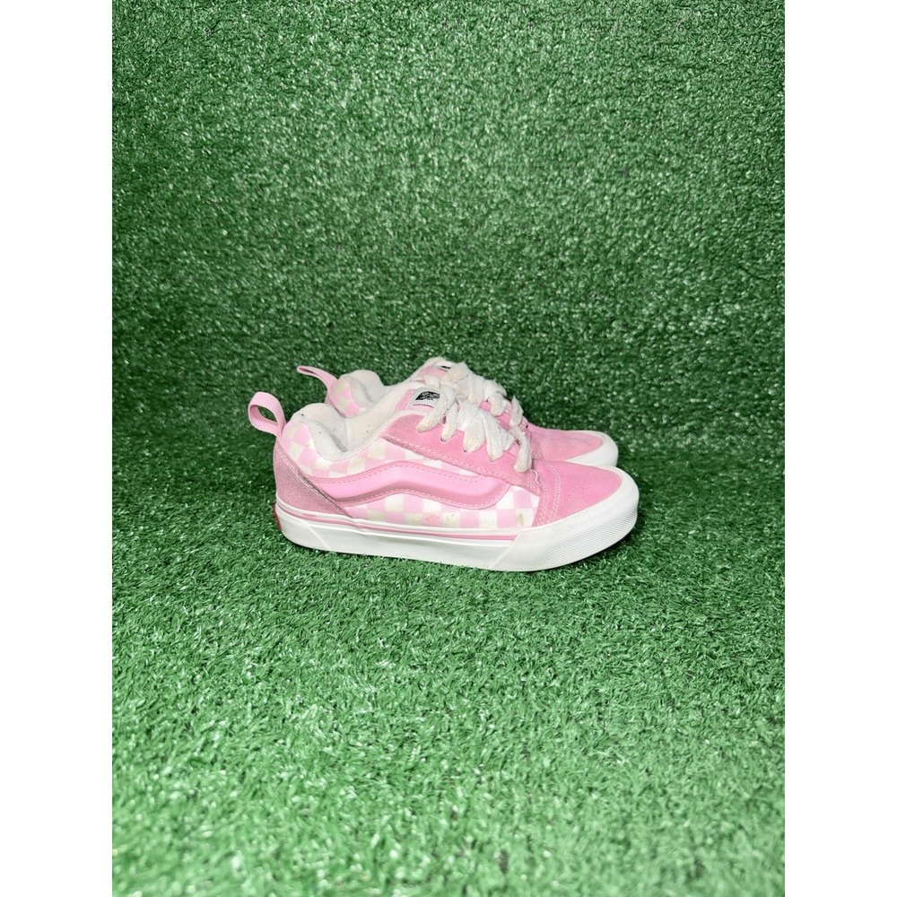 Vans Knu Skool Toddler Girls Size 13C Pink Checkerboard Walking Shoes Sneakers